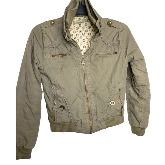 Ashley by 26 International Army Green Puffy Military Utility Jacket Size S - Picture 1 of 12